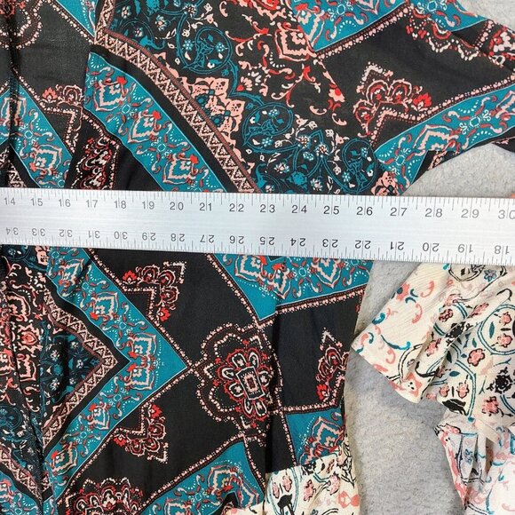 Torrid Kimono Women 3 Black Mixed Floral Medallion Chiffon Gauze Hi-Low Boho NWT - Picture 15 of 15
